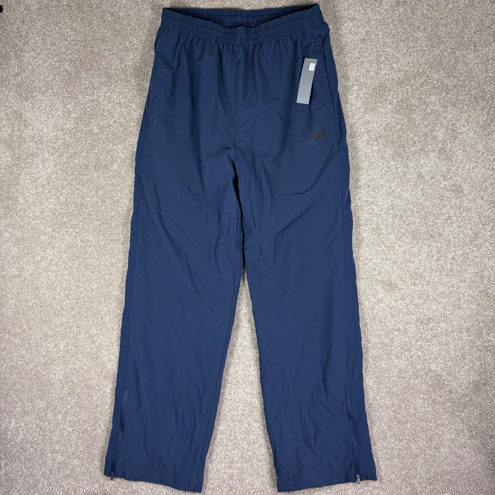 New Balance Mens Navy Blue Windbreaker Track Pants Zipper Cuffs Size L NWT